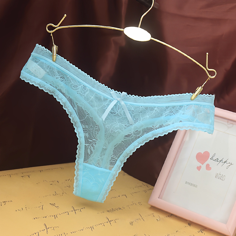 European and American Sexy Lace Jacquard Thong Pure Cotton Crotch Seamless Butt-Lifting Underwear for Women