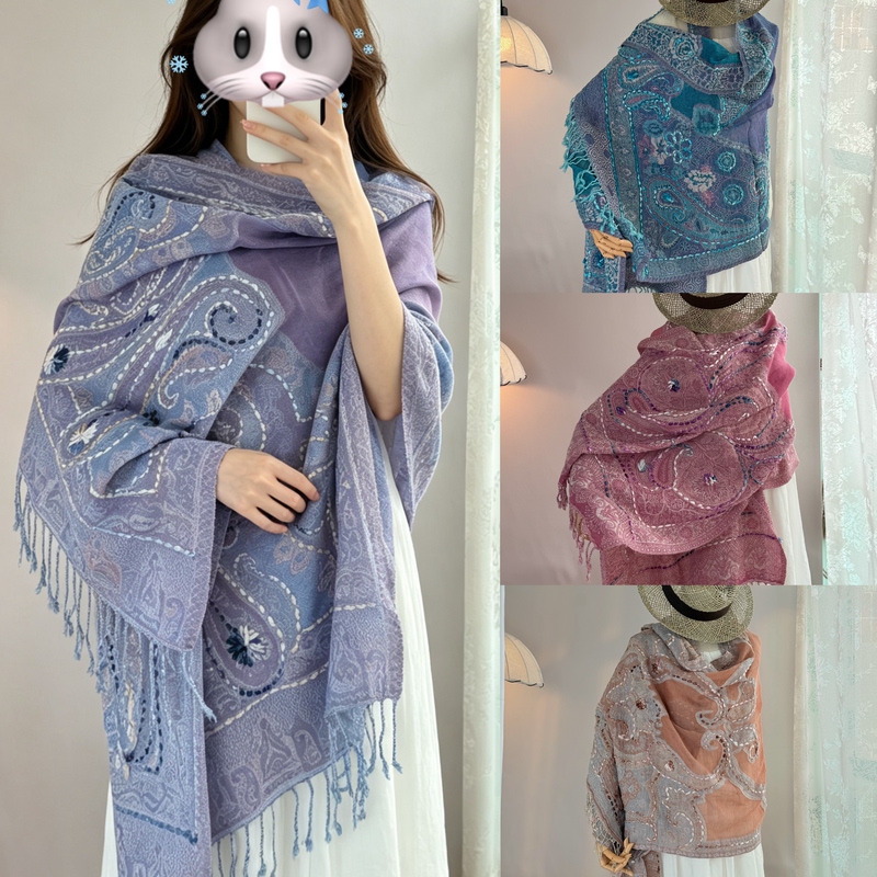 Semi-Transparent Yarn Boiled Wool Indian Nepalese Scarf Shawl 2026 New Hot-Selling Travel Photography Ethnic Style