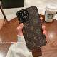 Luxury Monogram Frosted Leather Hard Case – Classic Brown & Colorful LV Style Phone Case for iPhone 13 – 17