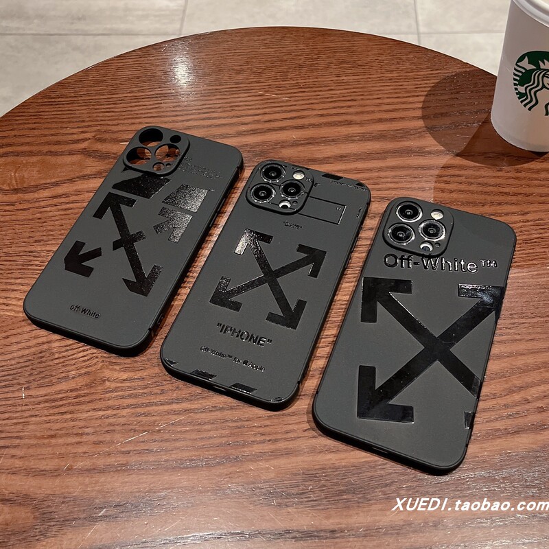 Trendy High-End Black Offwhite Phone Case Suitable for iPhone 17 Pro Max, New Apple 16 Pro, Stylish and Unique for iPhone 15, Full-Cover Silicone Matte for iPhone 14, Shockproof Protective Case for iPhone 13, Unisex