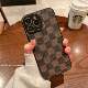Luxury Monogram Frosted Leather Hard Case – Classic Brown & Colorful LV Style Phone Case for iPhone 13 – 17