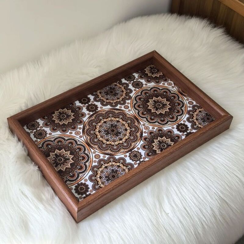 Bohemian Style Tray, Exotic Living Room Tabletop Storage, Jewelry Storage, Entryway Home Wooden Leather Storage Tray