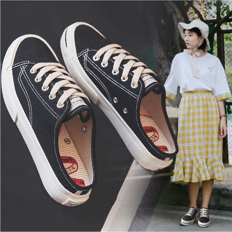 Hong Kong Chains Lazy Shoes Woman can step on heel Sail Cloth Shoe Korean version original Cebu ulzzang Net Red Identical Slippers