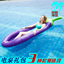 Water pineapple inflatable floating bed Pineapple floating row Watermelon eggplant cactus floating island floating board Air cushion rafting swimming