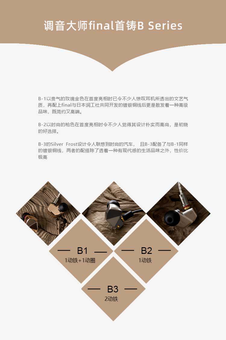 Проводные HiFi наушники final b3 b2 b1圈铁混合耳机b系列动铁动圈入耳式耳塞京线可拆卸