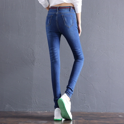 欧俏妮 Штаны, карандаш, приталенные эластичные джинсовые джинсы, 2020, новая коллекция, высокая талия