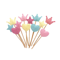 Shiny cake decoration card five-pointed star star Crown love flag plug-in baking dress dessert wedding