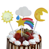 Sunflower Starry Sky Moon flag new birthday cake plug baking decoration Moon set birthday party