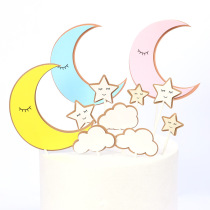 Net red ins baking cake decoration Moon Star Cloud plug-in birthday party cake set