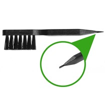 Hearing aid fine-tuning brush with fine-tuning screwdriver to adjust the hearing aid gear and clean the hearing aid.