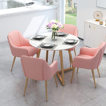 Nordic Iron Art Marble Table Minimalist Modern Home Dining Table And Chairs Combined Small Family Dining Table Round Table
