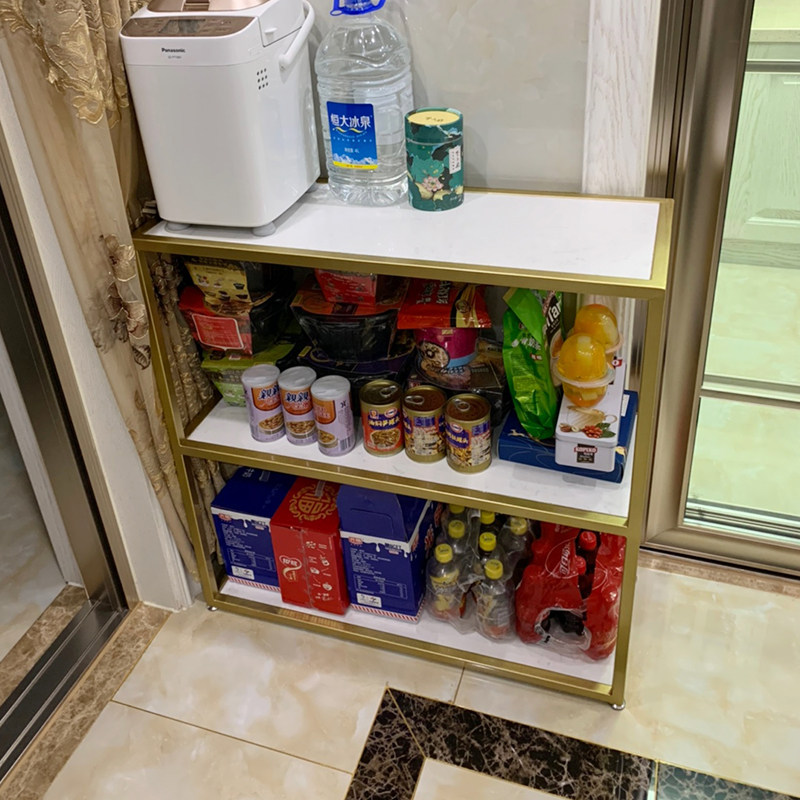 Nordic Marble Kitchen Shelve By Wall Floor Minimalist Modern Containing Oven Microwave Island Bench Long Narrow Table