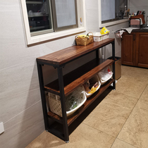 American retro solid wood strip narrow table multilayer floor balcony Living room doorway shoe rack kitchen containing shelf side table