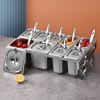 1/6 stainless steel portion basin rack rectangular fraction box rack jam box milk tea shop special small material box