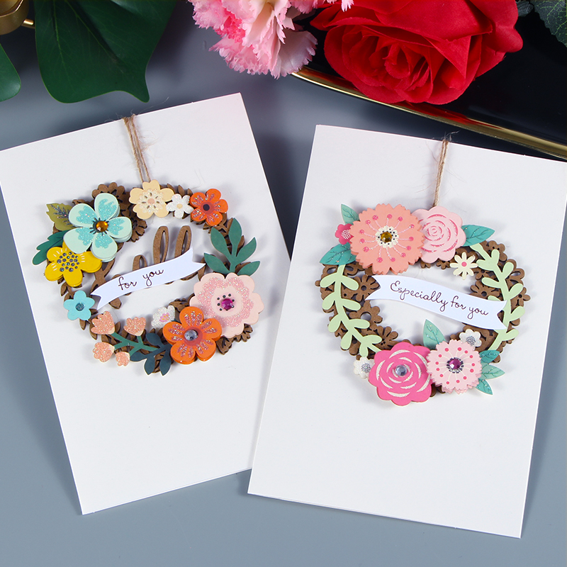 Creative Handcrafted Solid Wood Carved Birthday Cards Thanksgiving Blessing Mother's Festival Cards Customize Goddess Festival Cards