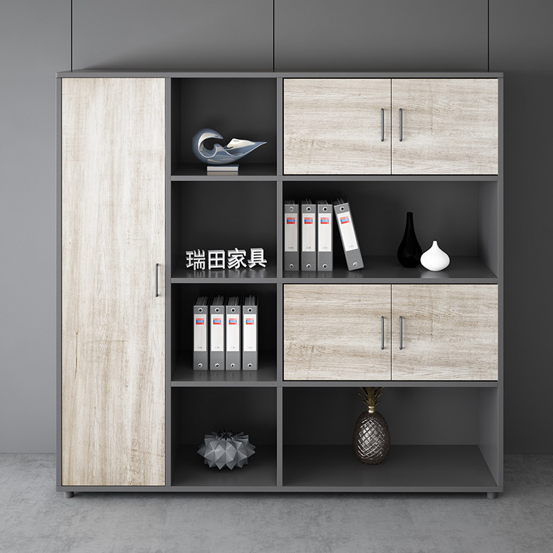 Minimalist filing cabinet Wooden Bookcase Background Cabinet Innate office Archives Information cabinet Thickened Office Mid-Short Storage Cabinet