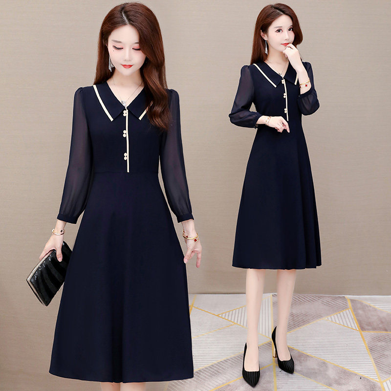 Doll collar chiffon dress Children Taiwan middle-aged mother Foreign style age reduction temperament thin 2021 spring and autumn new