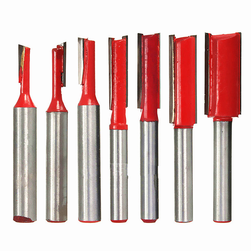 Woodworking double-edged straight knife engraving wood milling cutter edging machine head 1 2 1 4 shank knife head straight knife