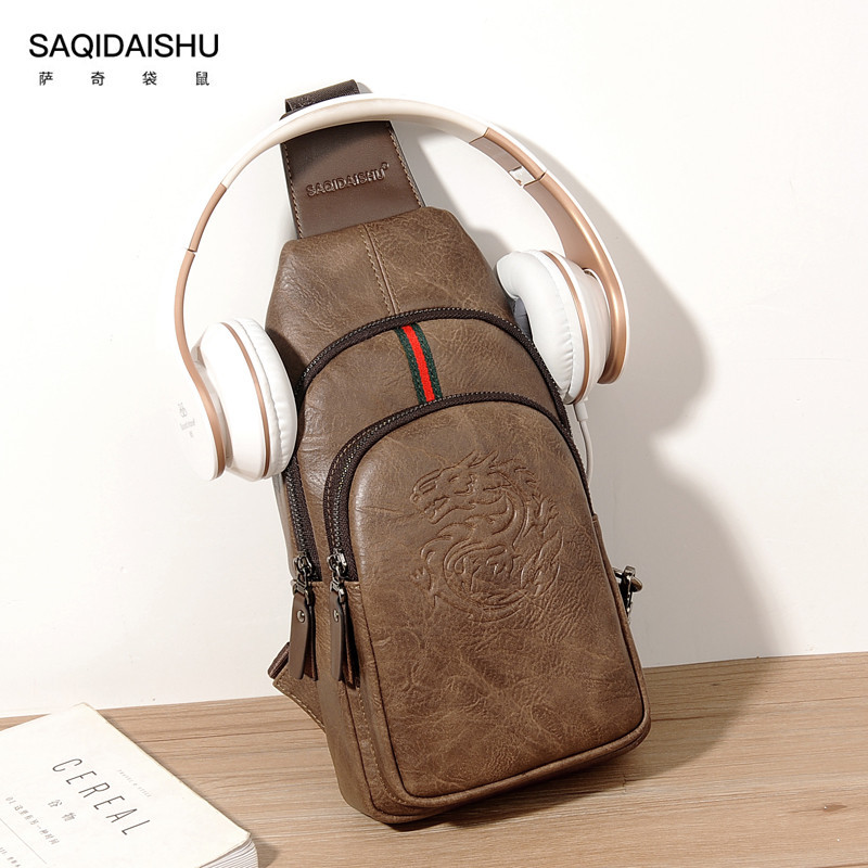 Sachi Kangaroo 2022 New Chest Bag Men Casual Retro Single Shoulder Bag Outdoor Sports Sloping Satchel Bag