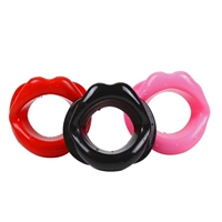 1 черный силиконовый кляп без бретелек с открытым ртом