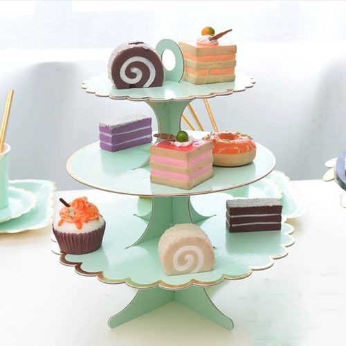 Свадебные десертные десертные украшения Три -слоя на дисплее стойка на день рождения укладки