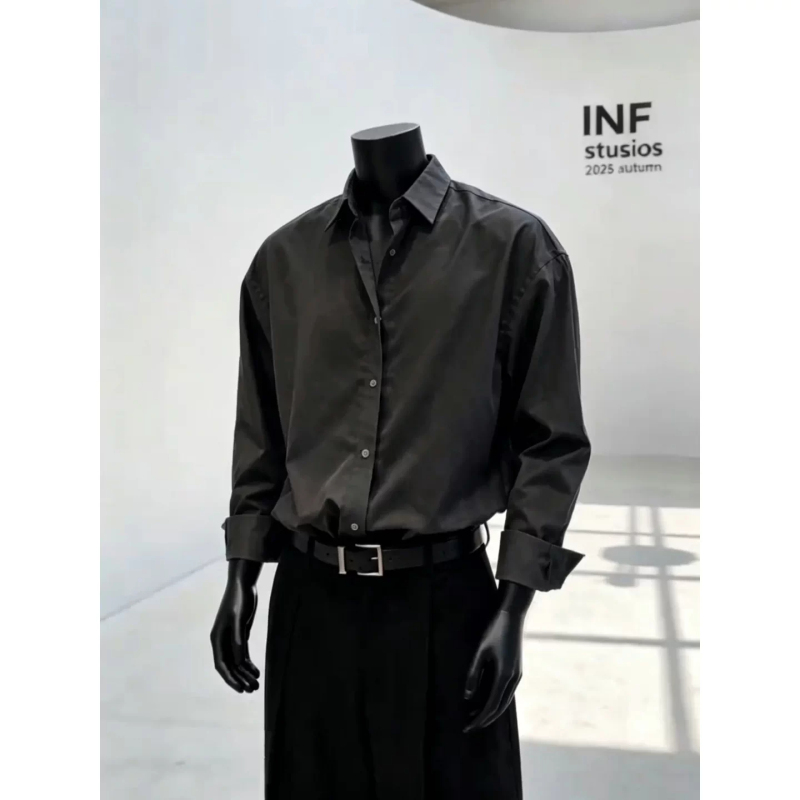 Black Naples Godfather Shirt for Men, Autumn Stylish Layered Shirt with a Sophisticated Look, Husband-Like Outfit Top