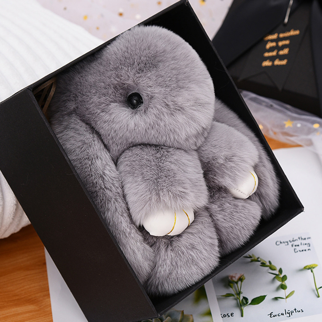 Dress Dead Rabbit Genuine Rex Rabbit Hairy Rabbit Fur Ball Pendant Bag Real Plush Rabbit Bag Hang Accessories Birthday Gift Girl