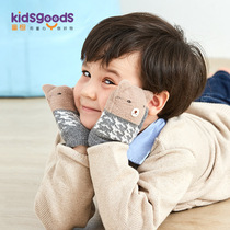 Baby gloves winter 0-1-2-3 years old 6 plus velvet thickened warm boys and girls baby children cute cartoon neck