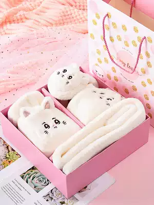 Gloves female winter students warm autumn and winter soft sister cute claws plush cat claws Korean half finger thickened and velvet