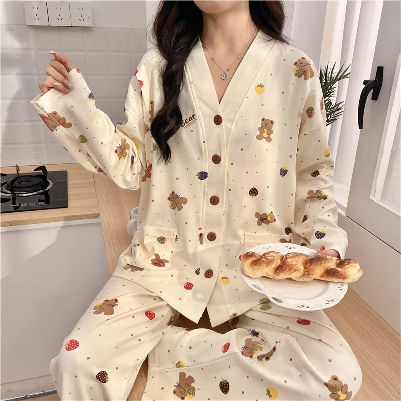 Maternity Pajamas with Breast Pads for Spring and Autumn, Pure Cotton, Sweat-Absorbent, Postpartum Clothing for Breastfeeding, Prenatal and Postnatal Pregnancy Period Maternity Pajamas with Breast Pads for Spring and Autumn, Pure Cotton, Sweat-Absorbent, Postpartum Clothing for Breastfeeding, Prenatal and Postnatal Pregnancy Period