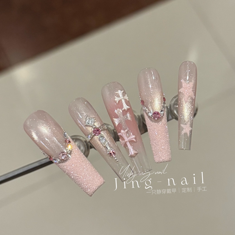 [Sweet Cool Heart] Handmade Wearable Nail Art Cat Eye Bow Nail Stickers Removable