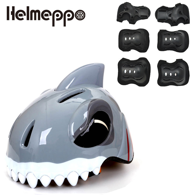 Kids Cartoon Shark Animal Helmet Thick Roller Skating Protector Set Bike Skateboard Skate Skating Riding Hard Hat