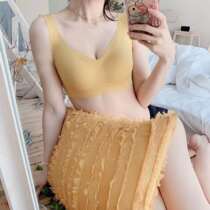 Small chest gathered no steel ring beautiful back Thailand latex bra seamless underwear closed vice breast sports vest comfortable T48