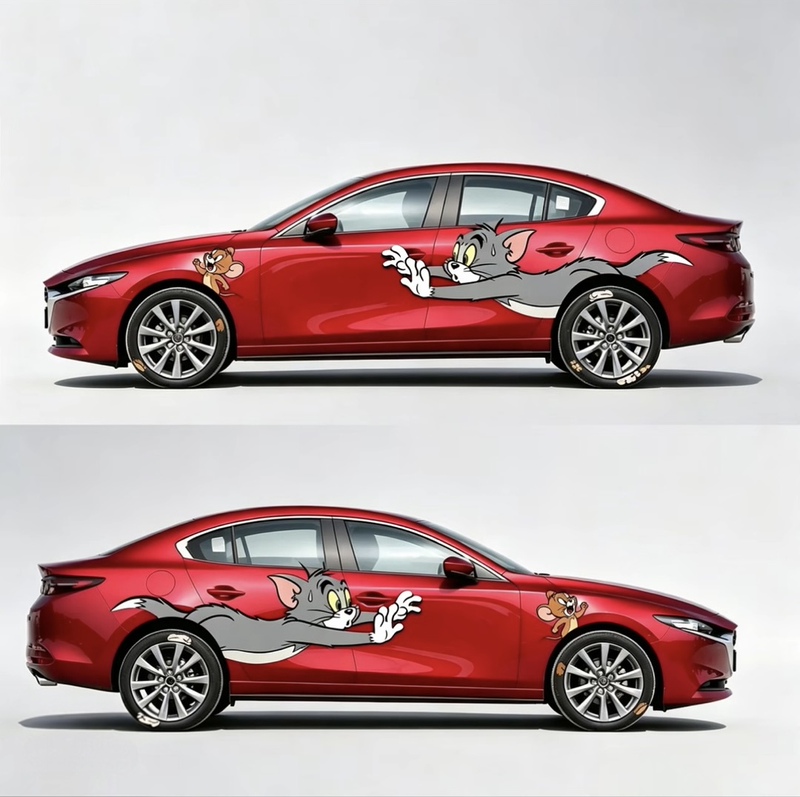 Cat and Mouse Car Stickers, Body Decoration Scratch Cover Stickers, Cat Chasing Mouse Creative Personality Fun Wheel Hub Car Stickers Cat and Mouse Car Stickers, Body Decoration Scratch Cover Stickers, Cat Chasing Mouse Creative Personality Fun Wheel Hub Car Stickers