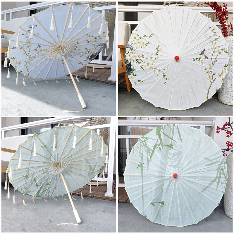 Stone Drum Ancient Style Tassel Dance Umbrella Performance Props Human-Made Fireworks Chinese Style Oil Paper Umbrella Classical Dance Decorative Flower Umbrella