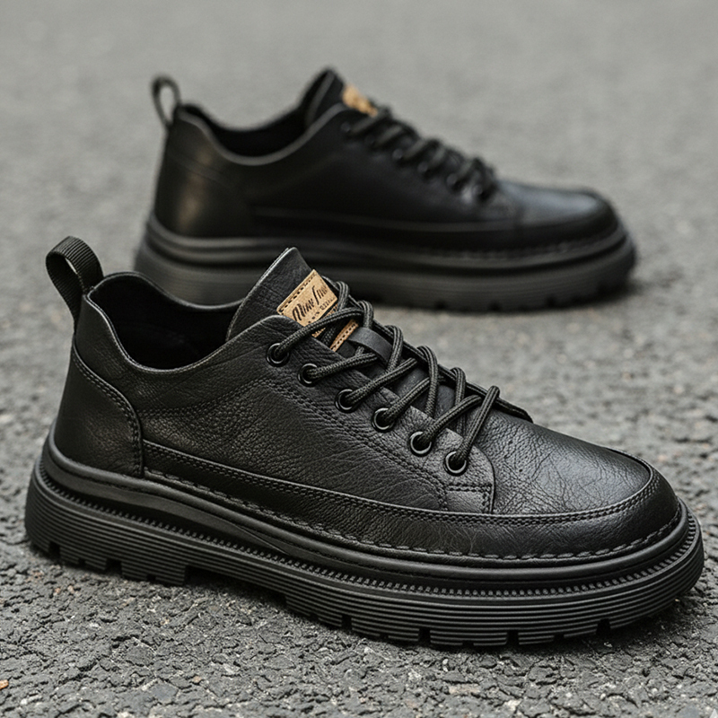 New Extra-Large Men's Casual Leather Shoes, Widened and Extra-Wide Sneakers, Wide-Last Work Boots, Outdoor Low-Top Martin Boots
