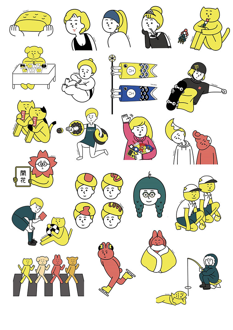 Handbook stickers salt material figures small objects cute small fresh sulfate paper subfacial printing uncropped A4