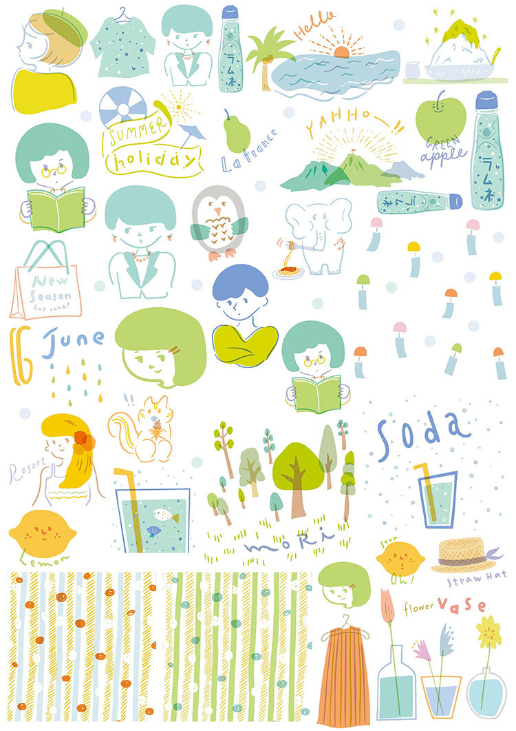 Handbook stickers salt material figures small objects cute small fresh sulfate paper subfacial printing uncropped A4