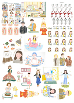 Hands Tent Sticker Salt Series Material Characters Small Items Cute Little Fresh Vitriol Paper Subface Print Uncut A4