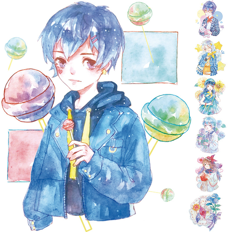 Three Crossings And Paper Tape New Pint Of Gold Special Oil Characters Firefly's Teenage Girl No Mark Hand Ledger Material Sticker