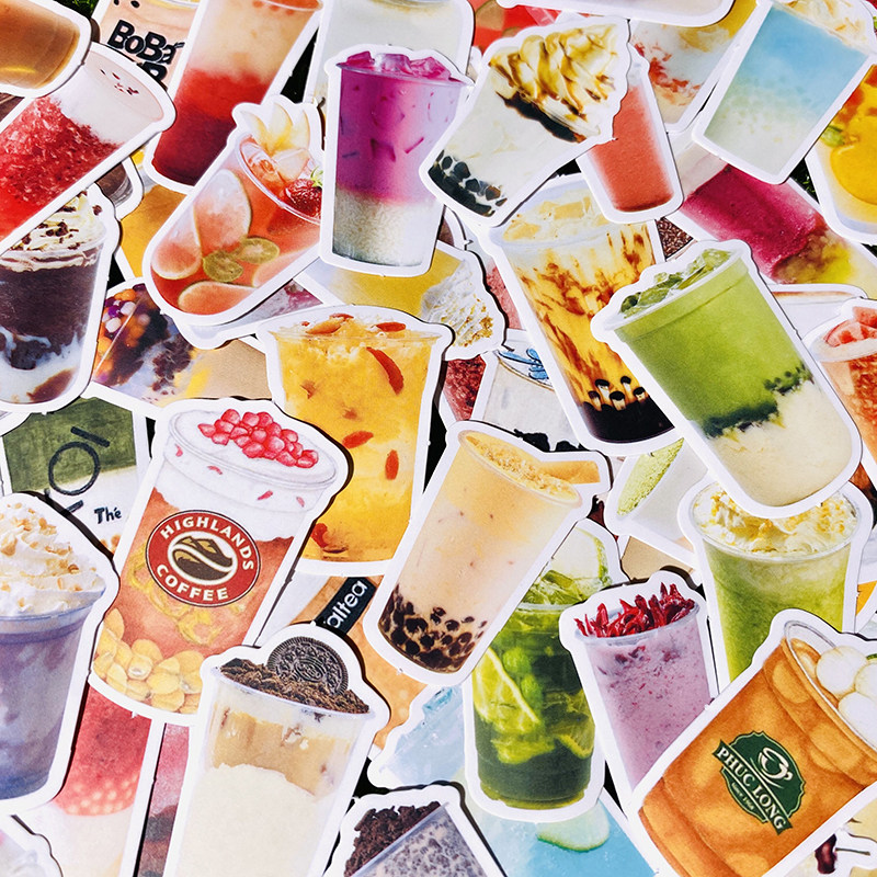 Handbooks Milk Tea Gourmet Stickers Drink Water Fruit Tea Cute Food Material Handbill Stickler Decorative Festive Tea Dirty Tea