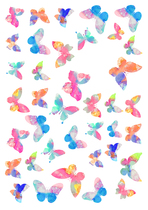 (Uncut) hand account stickers homemade A4 sulfuric acid paper matt self-adhesive feather butterfly watercolor 15