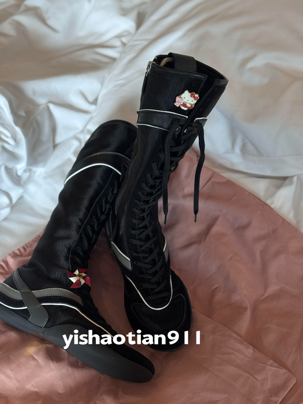 2026 New Style Long German Training Boxing Boots for Women, Genuine Leather Lace-Up Sports Casual Shoes, Over-The-Knee Long Boots