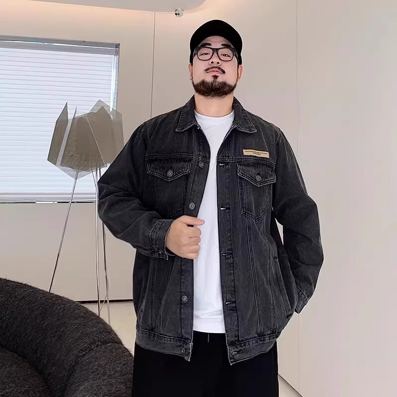 Spring and Autumn Denim Jacket for Men, Loose Fit for Plus Size, Oversized Coat, Trendy Brand, Washed Vintage Workwear Top Spring and Autumn Denim Jacket for Men, Loose Fit for Plus Size, Oversized Coat, Trendy Brand, Washed Vintage Workwear Top