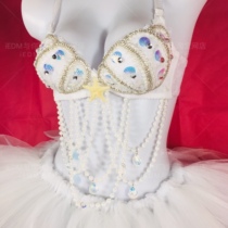 Tassel Pearl Shell Mermaid Fish Scale Bra Starfish Tutu Skirt Suit Womens Disco Costume Costume Luminous Skirt