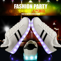 Bar nightclub equipment trampoline suit electric syllable luminous shoes men and women LED colorful light charging night shoes small white shoes