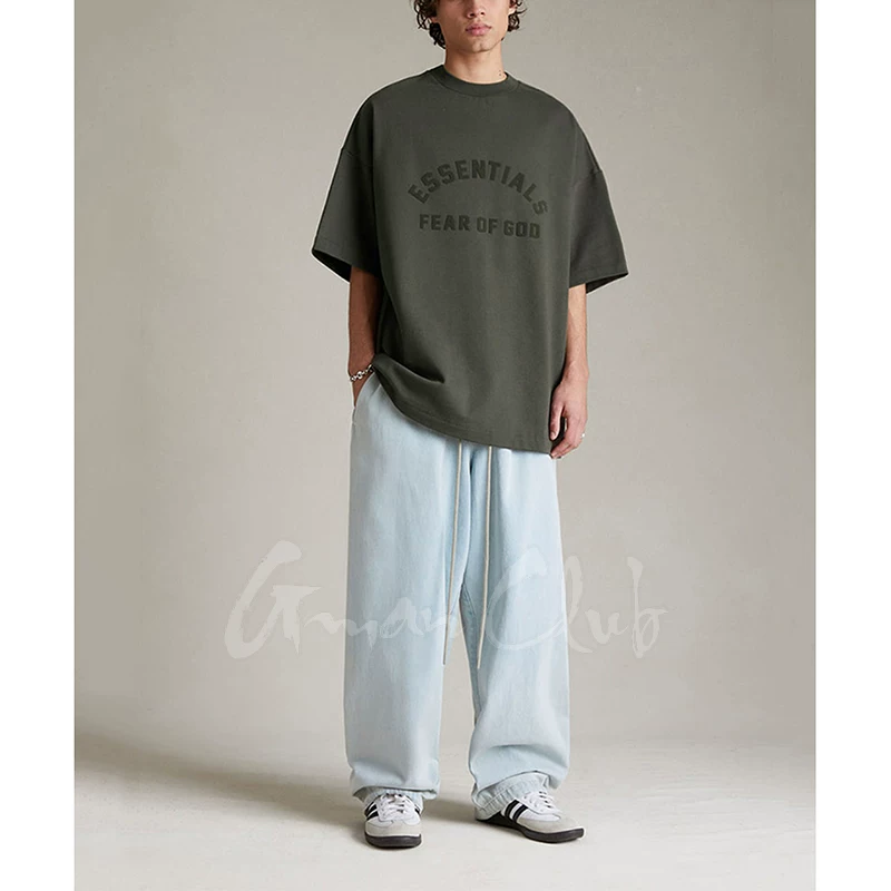 FOG Essentials тяжелая короткая футболка Gman High Street контрастный цвет хлопок 2024 весна 100% хлопок круглый вырез универсальная для всех сезонов