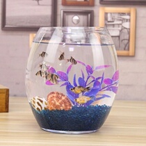 Household fish tank super large plastic fish tank transparent square glass rectangular large medium and small round oval single tank