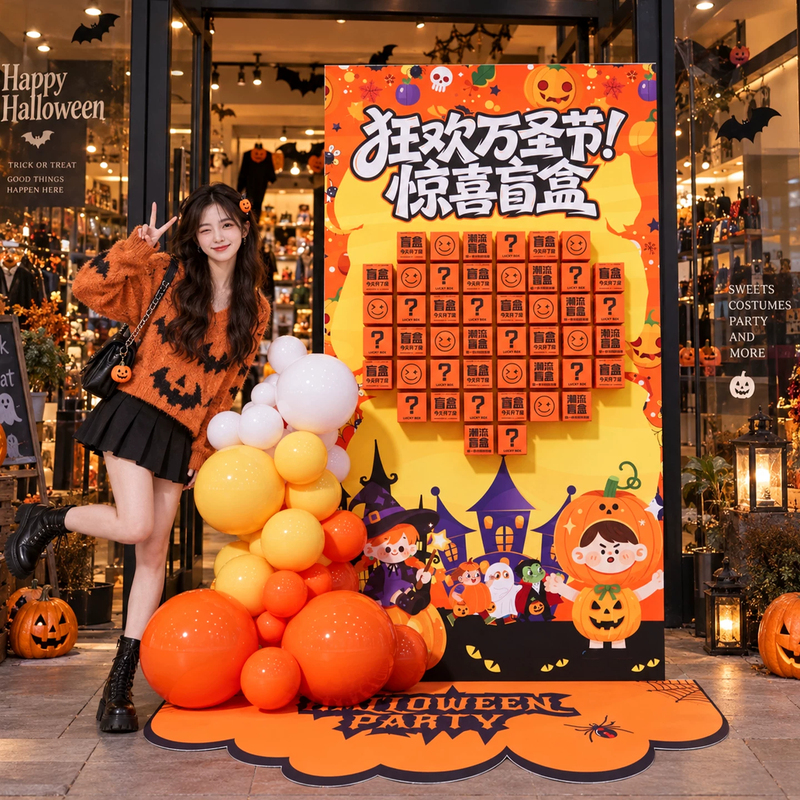 Halloween Scene Decoration Surprise Lottery Blind Box Background Wall Shop Bar Party Event Atmosphere Kt Board