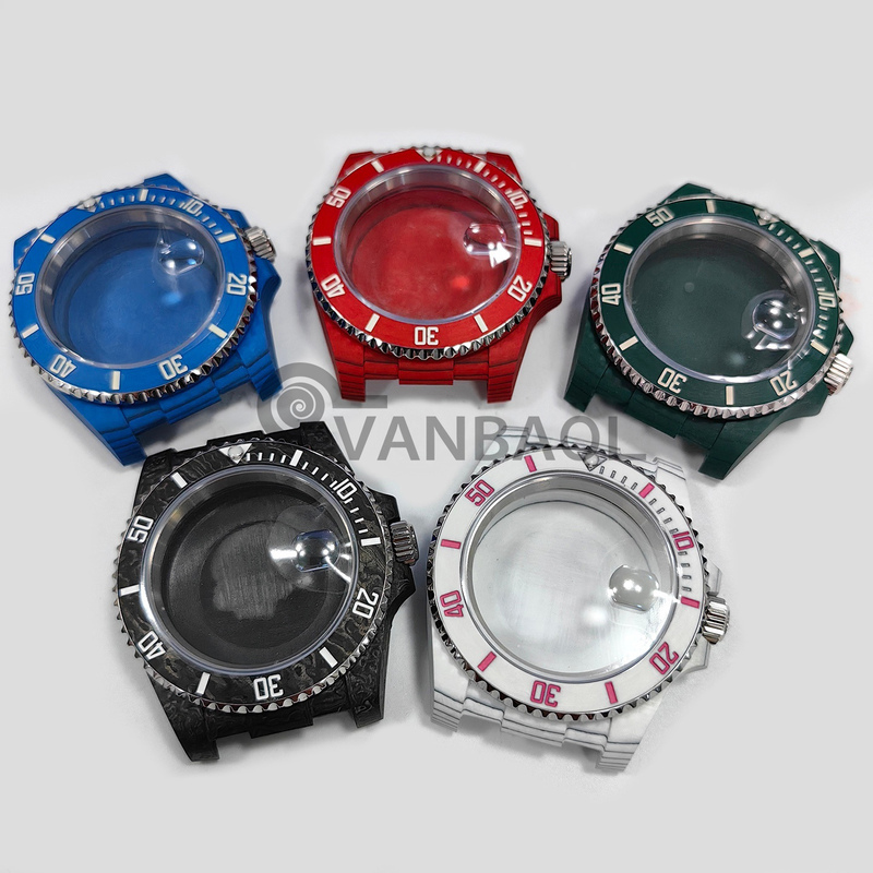 Watch Case Accessories Suitable for 3135 Movement, Sapphire Glass, Carbon Fiber Material, No Logo Case
